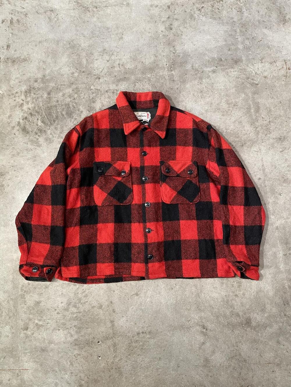 1970s Sears Sportswear Red Plaid Wool Jacket